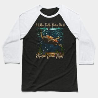 A Little Turtle Dovin on a Mason Dixon Night Turtle Swimming Baseball T-Shirt